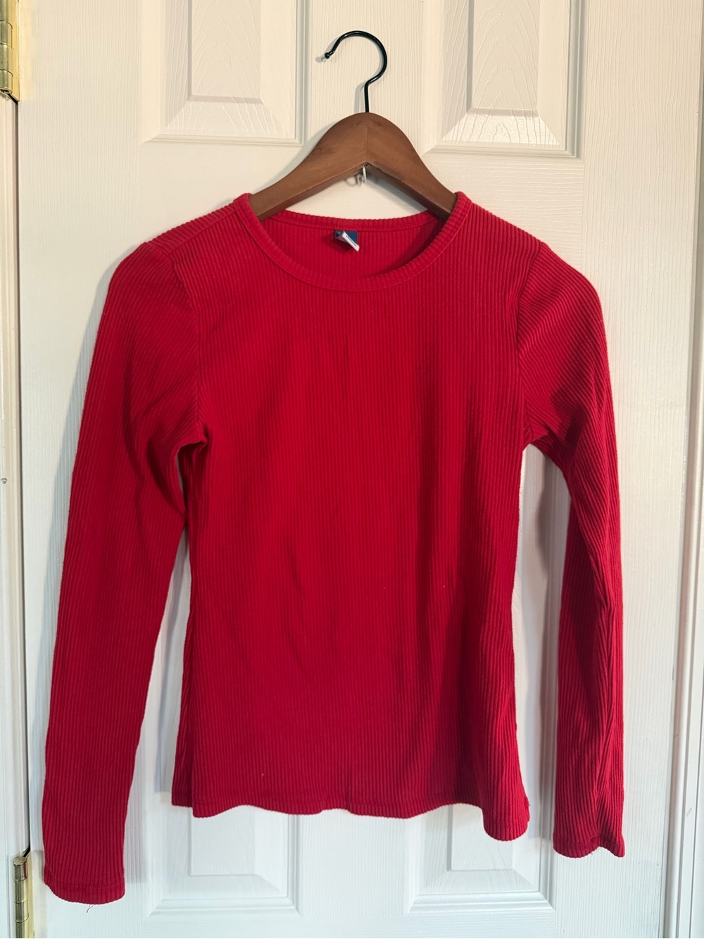 Old navy women’s Red Ribbed Long Sleeve Tee shirt top S tight y2k